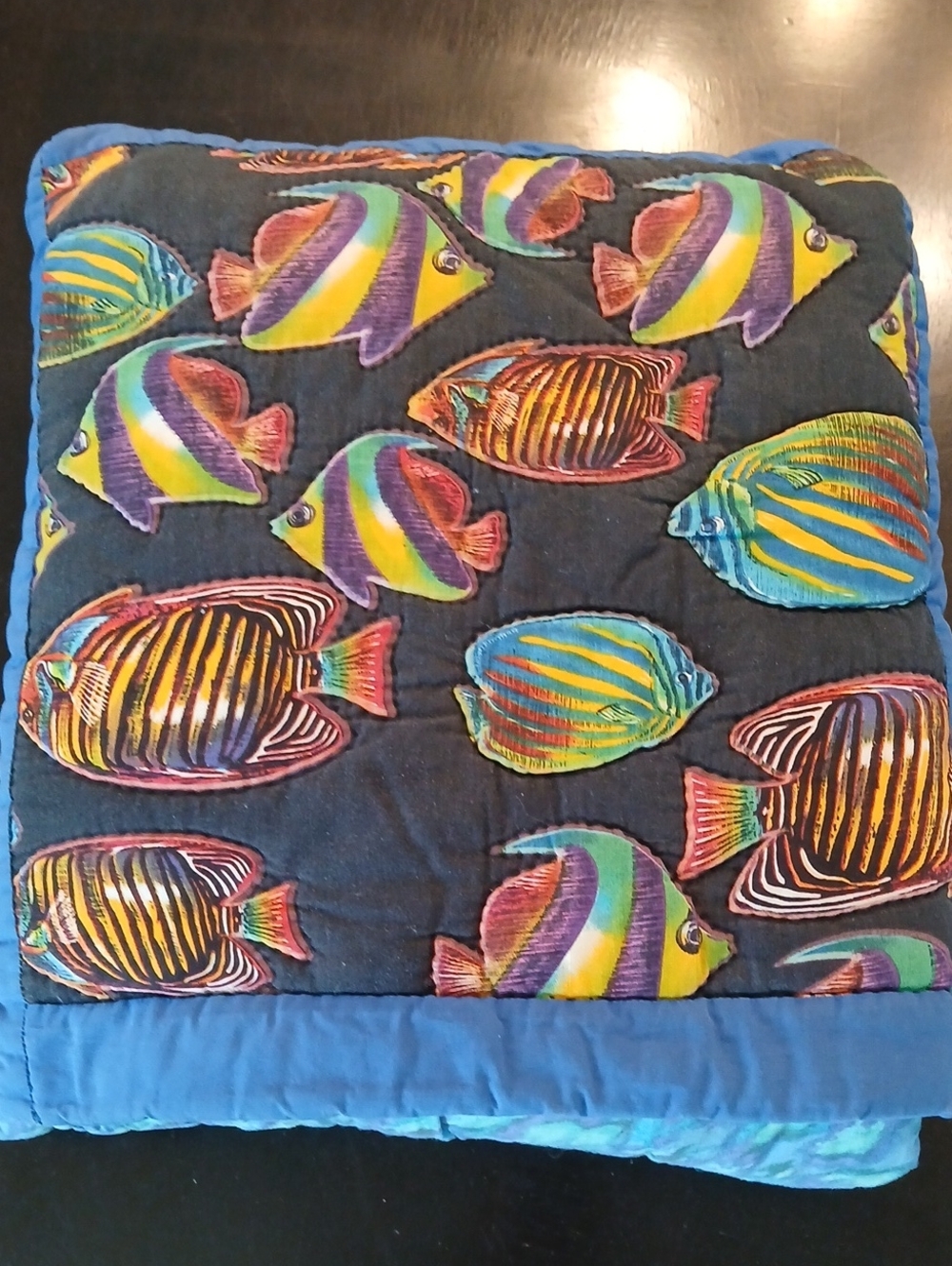 Vintage Quillow Quilt Americana Patchwork Cottagecore Fish Motif